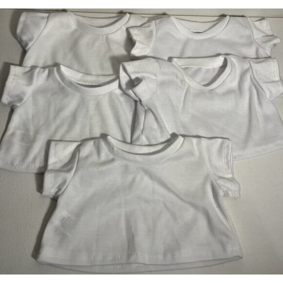 Lot Of  5 The Bear Factory White T-Shirts Bear Doll Clothing Cabbage Patch Dolls - Picture 1 of 4